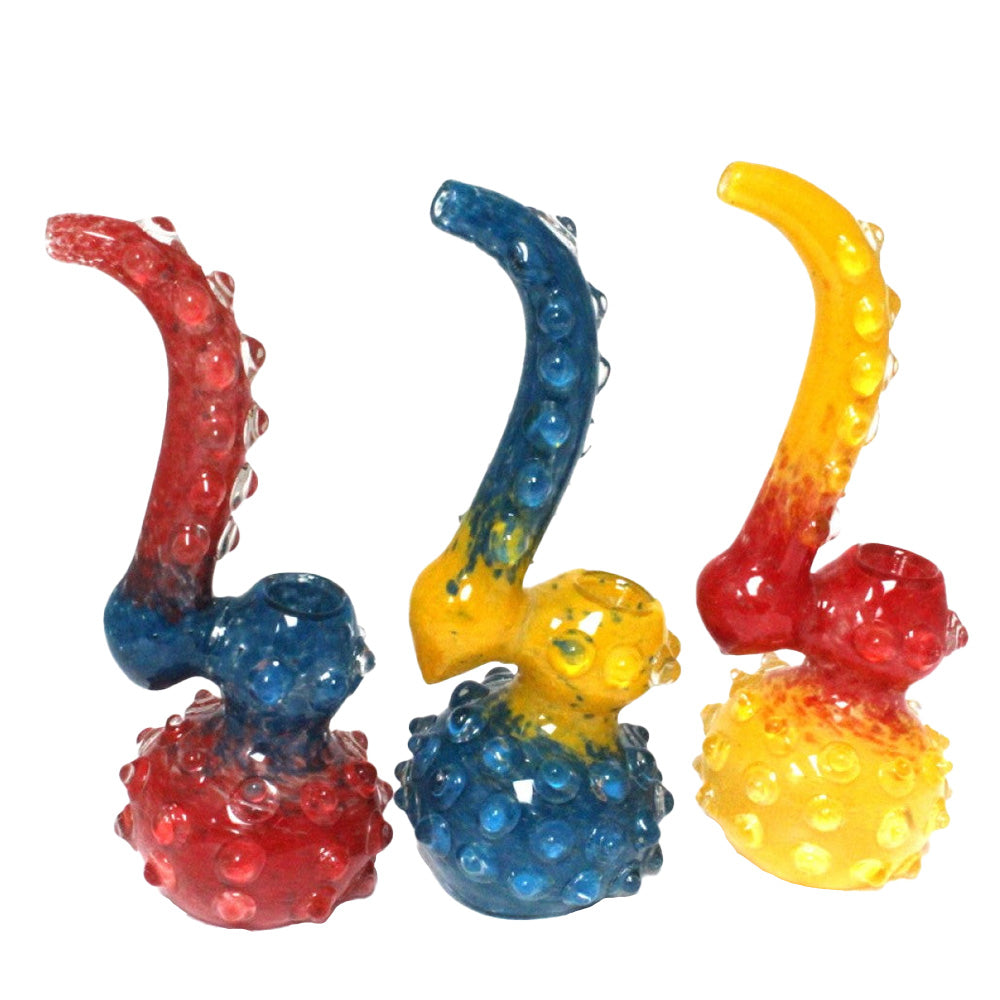 Thorn Design Multi Color Heavy Duty Bubbler Large Size with thick glass construction, vibrant multicolor finish, and artistic thorn detailing.