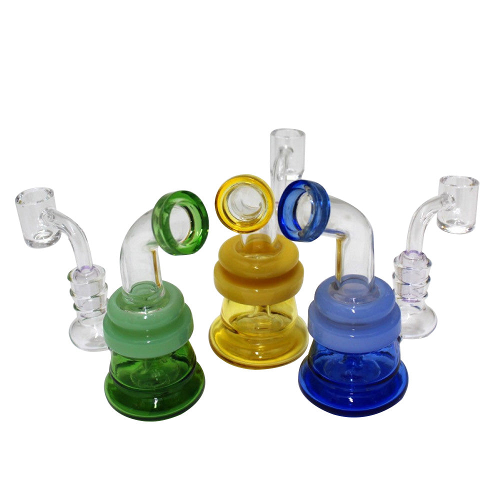 Tube color dab rig water pipe with 14MM male banger featuring durable glass construction, straight tube design, and water filtration for smooth and clean hits.