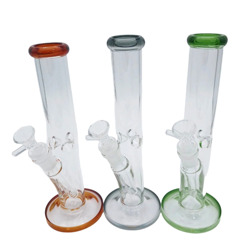 Tube color straight water pipe made from thick durable glass, featuring a clean straight design for smooth airflow, efficient filtration, and reliable smoking performance.