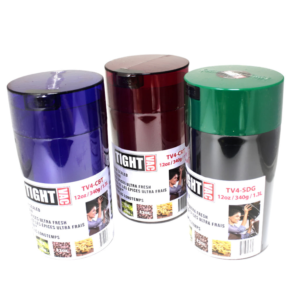 TV4 assorted color airtight jar 12 oz (1.3 liter) with secure sealing lid, durable container, and moisture-proof design for fresh storage use.