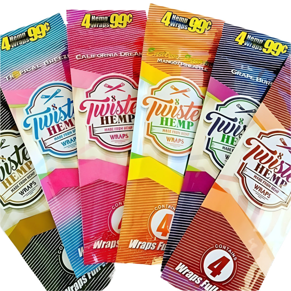 Twist Hemp Wraps made from natural hemp fiber, tobacco-free slow-burning wraps designed for smooth rolling and easy, flexible use.