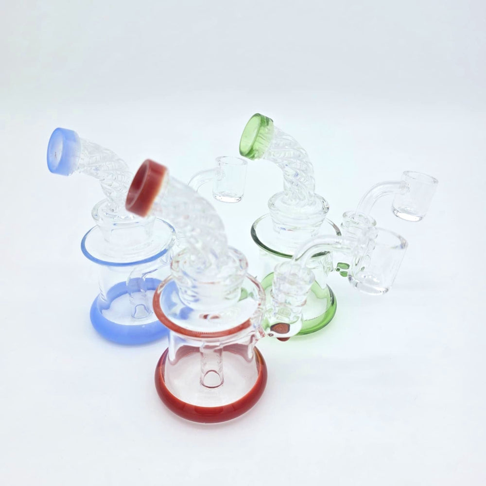 Twisted Tube Color Dab Rig Water Pipe with 14MM glass bowl made from durable borosilicate glass for wholesale smoke shops