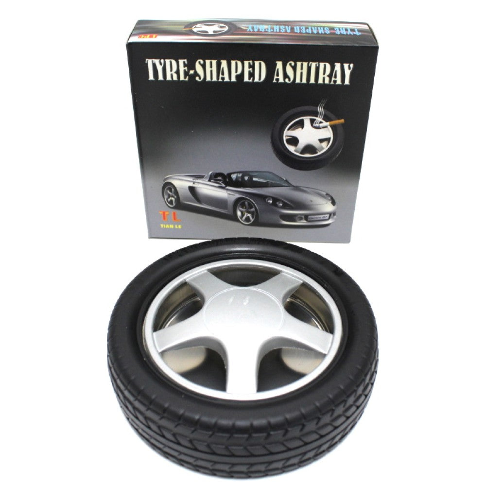 Large tyre shaped ashtray with durable heat-resistant material, stylish and stable ash holder ideal for home, office, cafes, and decorative use.