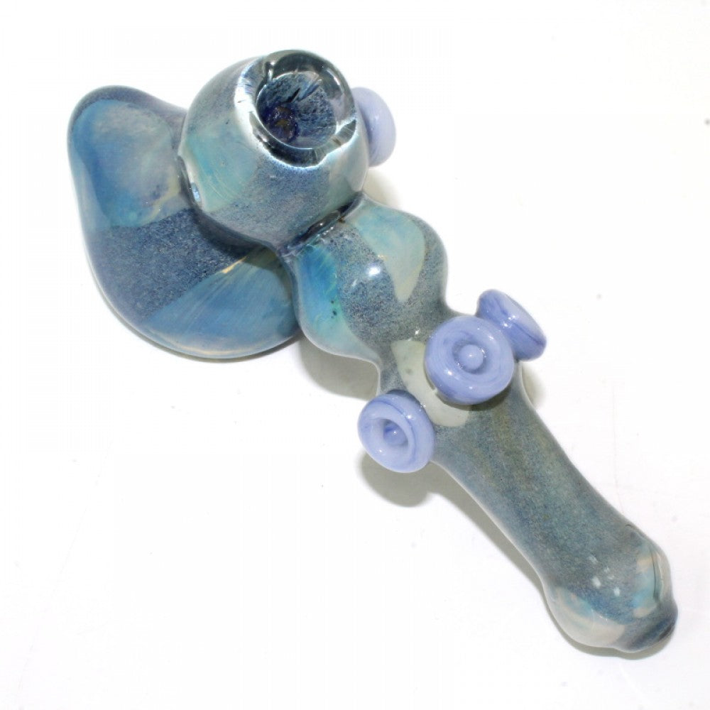 Unique Design Blue Dotted Color Extra Heavy Duty Glass Hammer Large Size Hand Pipe with Durable Thick Glass Construction and Artistic Finish