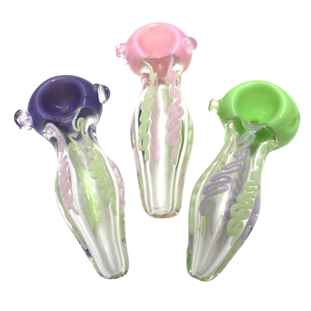 US Color Head Swirl Color Heavy Duty Glass Hand Pipe with durable glass construction, colorful swirl patterns, and smooth airflow design