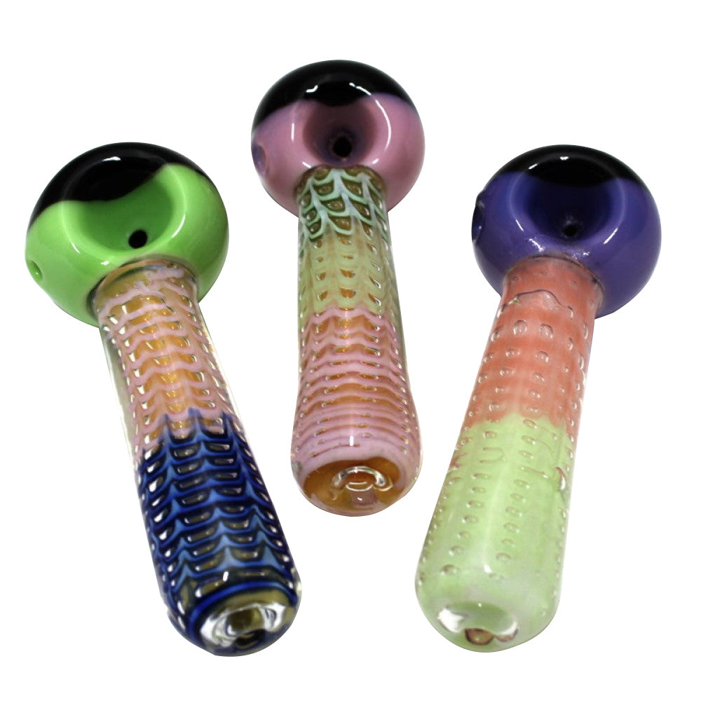 USA Color Bubble Art Design Heavy Duty Glass Hand Pipe with Patriotic Color Accents and Durable Borosilicate Glass Construction
