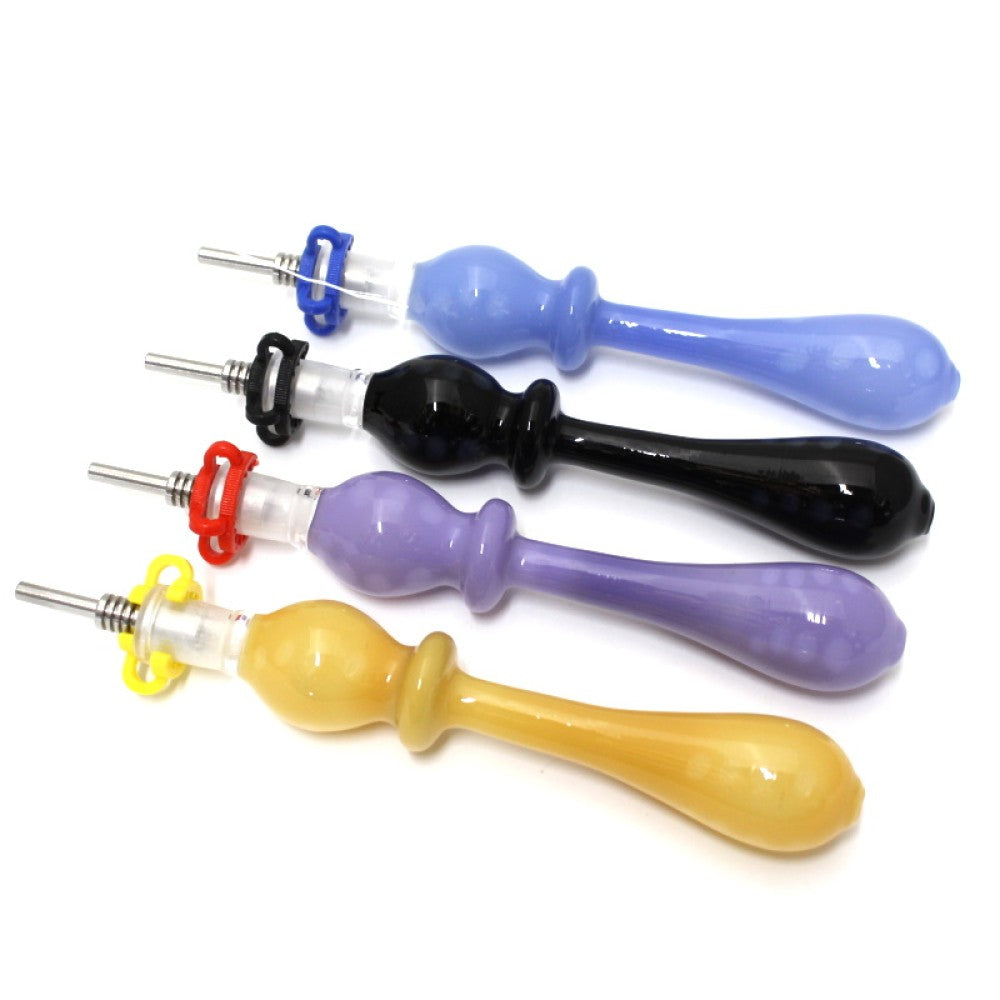 USA Color Design Straw Kit with 10MM Titanium Nail and Plastic Clip featuring durable glass straw design and portable dabbing accessory kit for smooth use