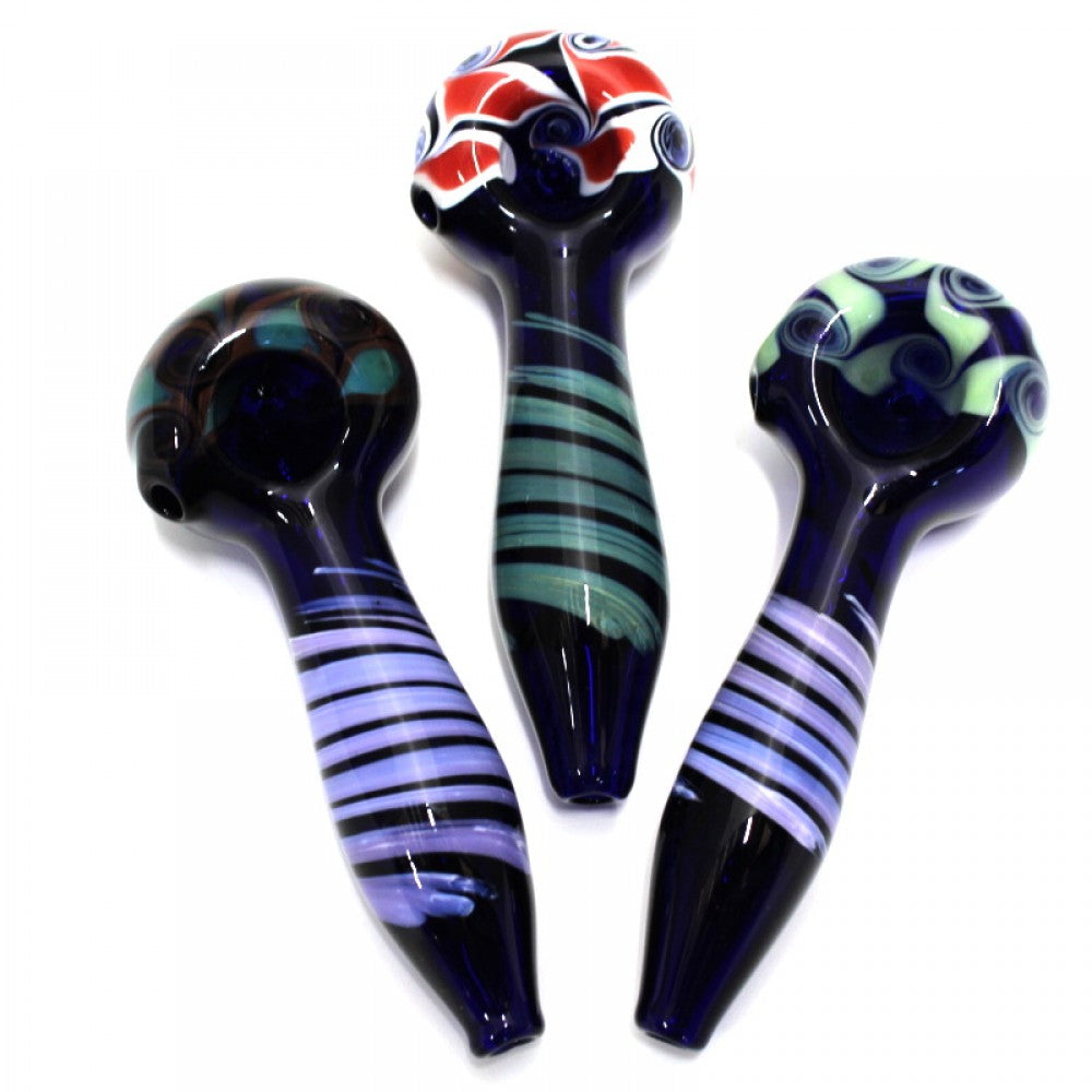 USA Color Heavy Duty Glass Hand Pipe featuring bold color patterns, durable thick glass construction, and an eye-catching handcrafted design.