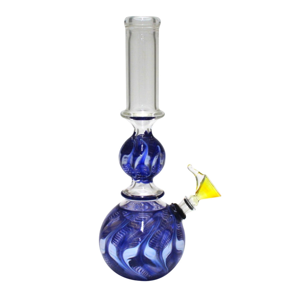 USA Made Round Art Design Water Pipe Regular featuring durable thick glass construction, artistic round glass detailing, and a stable base design.