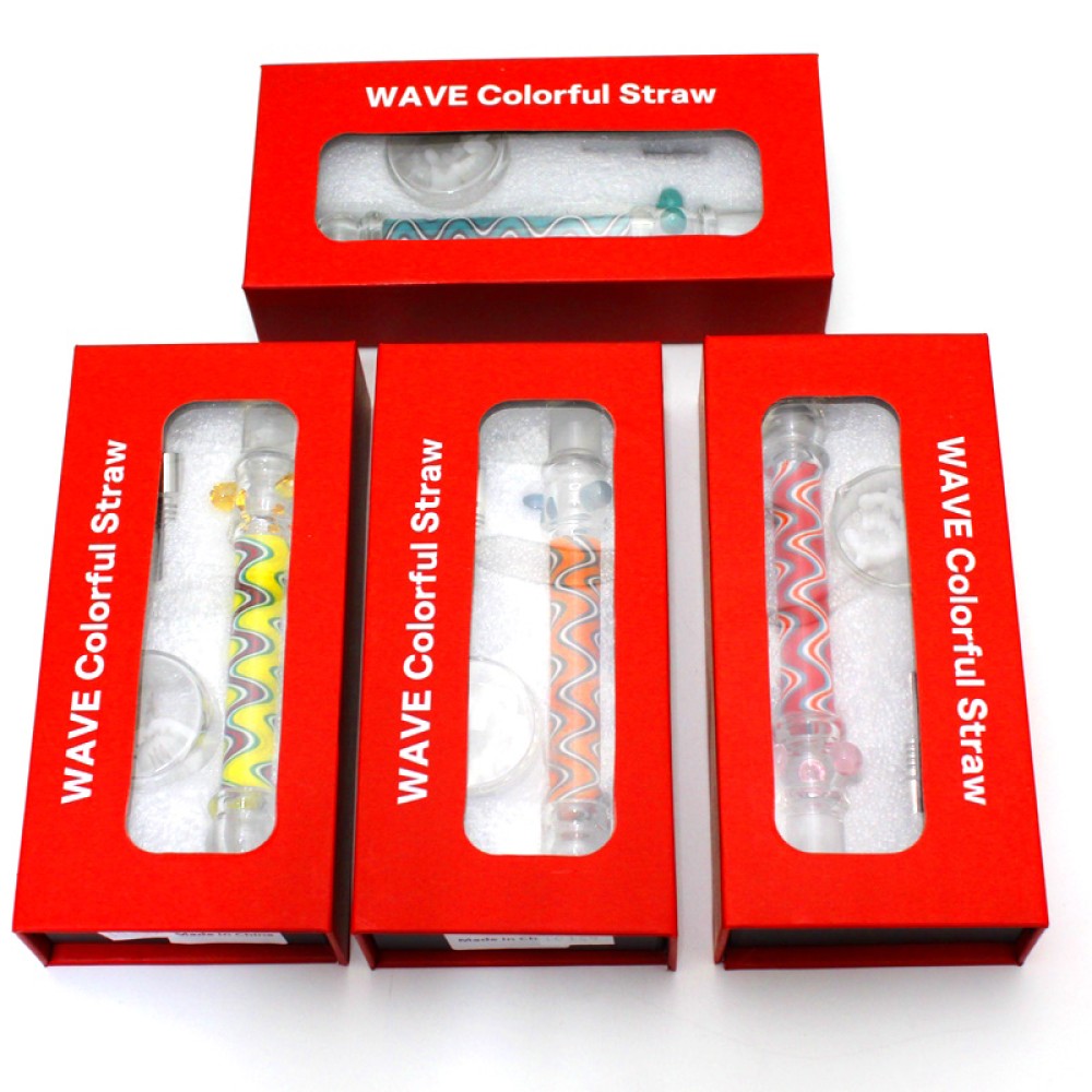 WAVE color glass honey straw NC-19 with 10mm titanium nail, durable heat-resistant design for smooth and portable dabbing experience.