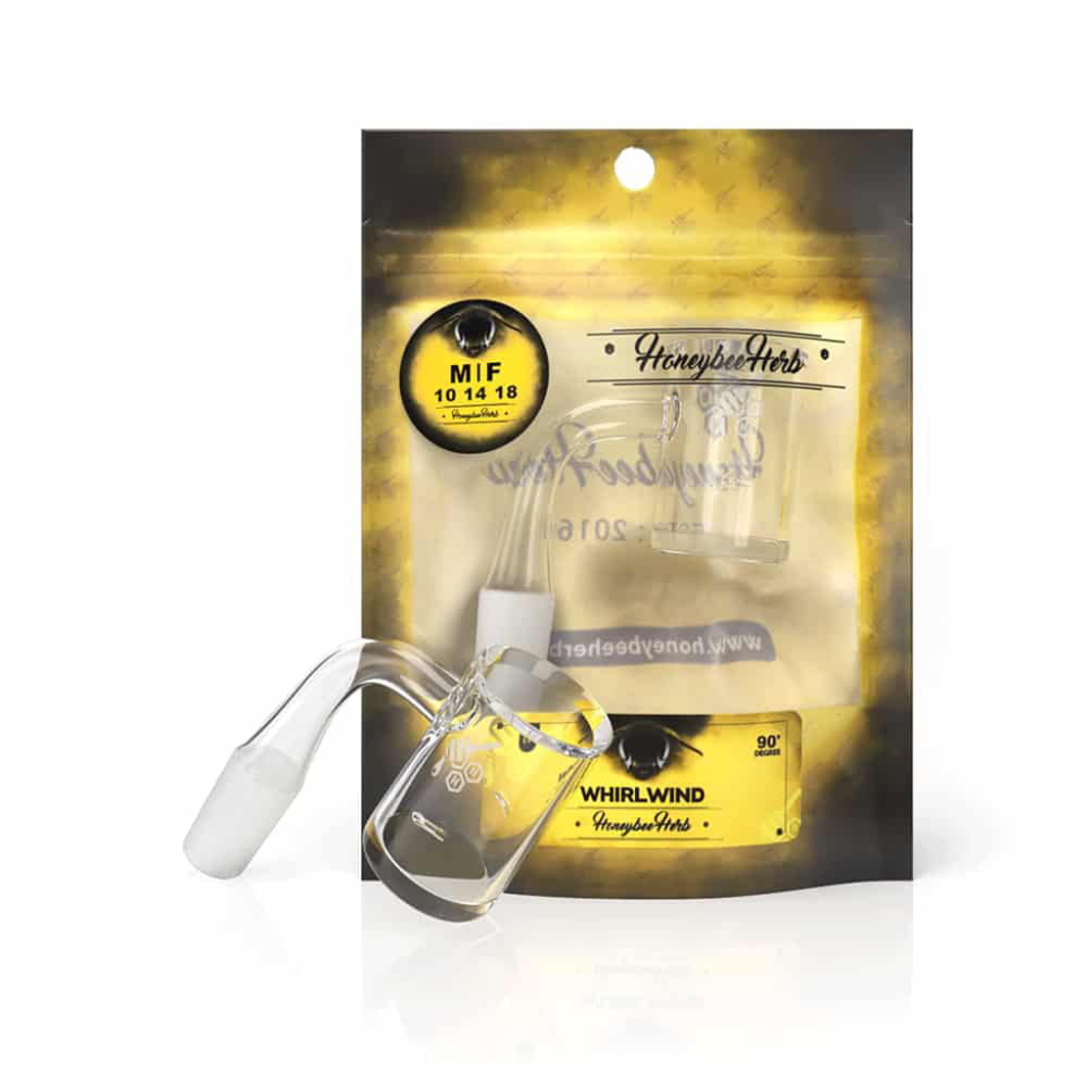 Whirlwind quartz banger with 14MM male joint designed for efficient vaporization and long lasting performance.