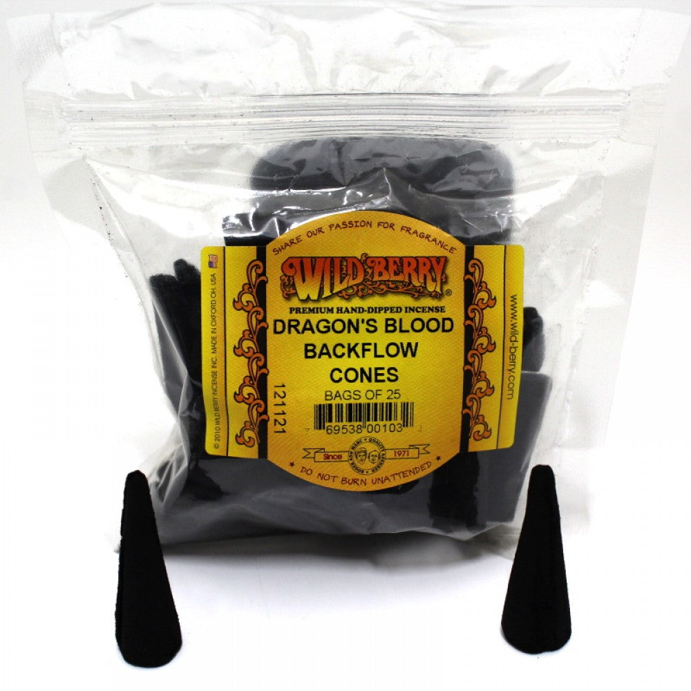 Wild Berry Smoke Backflow Cones 25pc pack aromatic incense cones designed for waterfall smoke effect and relaxing fragrance experience.
