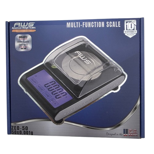 ZE0-50 AWS multi-function digital scale with 50 x 0.001g precision for accurate weighing of small items.