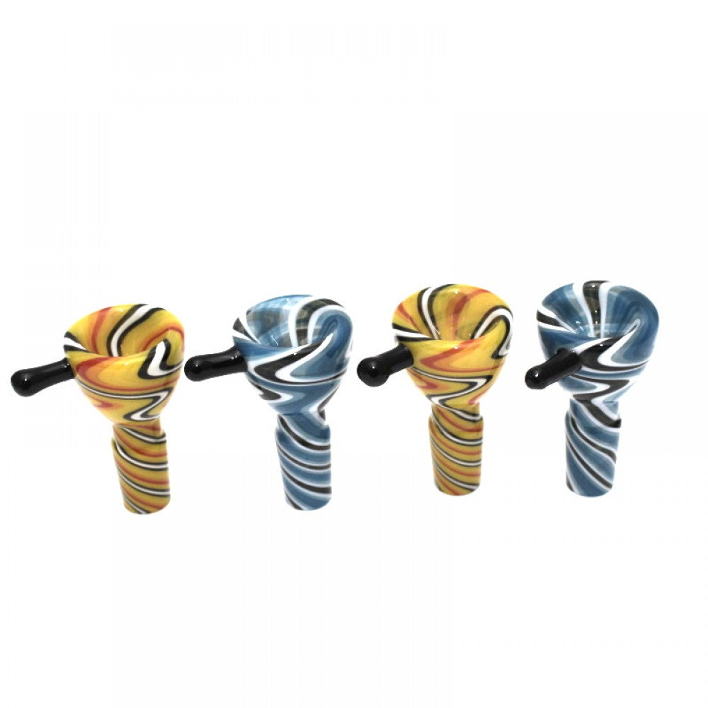Zig zag design art color glass bowl 14MM male made from durable heat resistant glass for smooth airflow.