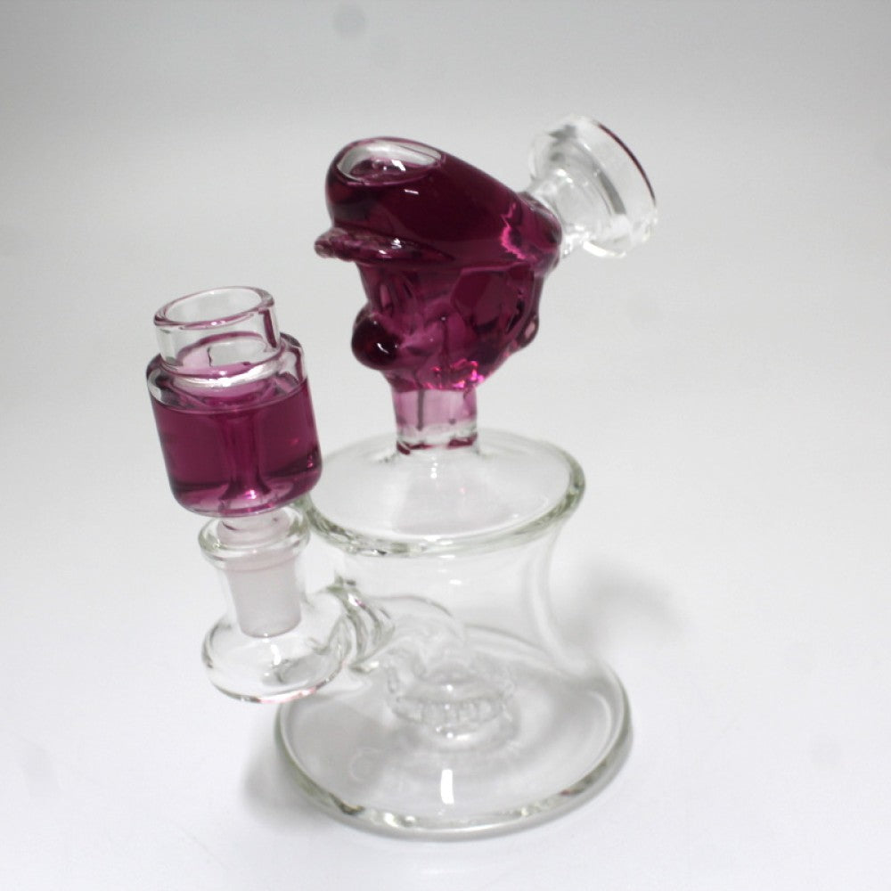 5.5'' Liquid Filled Character Design Dab Rig Water Pipe With Liquid Filled 14 MM Male Glass On Glass Bowl