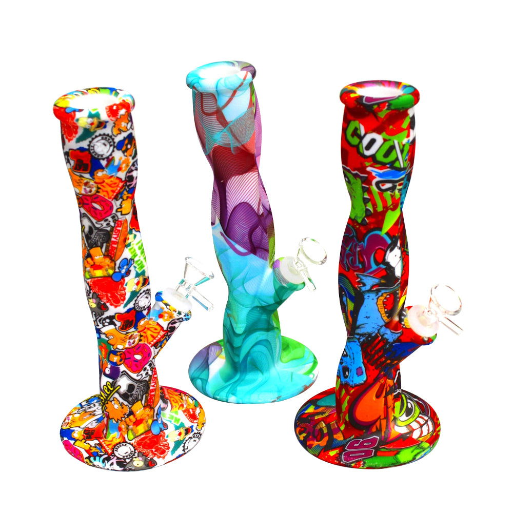 10.5" Silicon Multi Color Straight Water Pipe