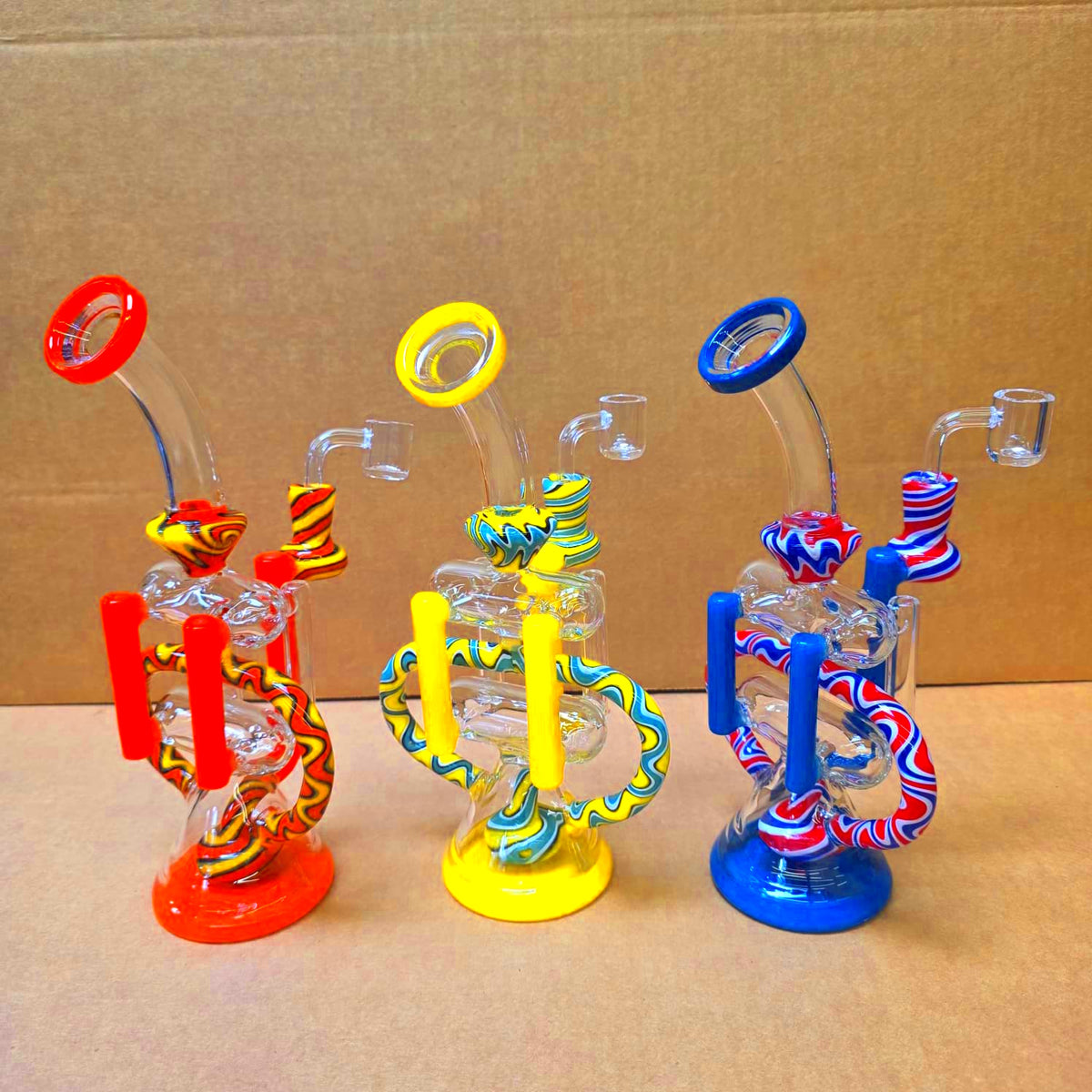 10.5'' Recycle Design Multi Color Water Pipe With 14 MM Male Banger
