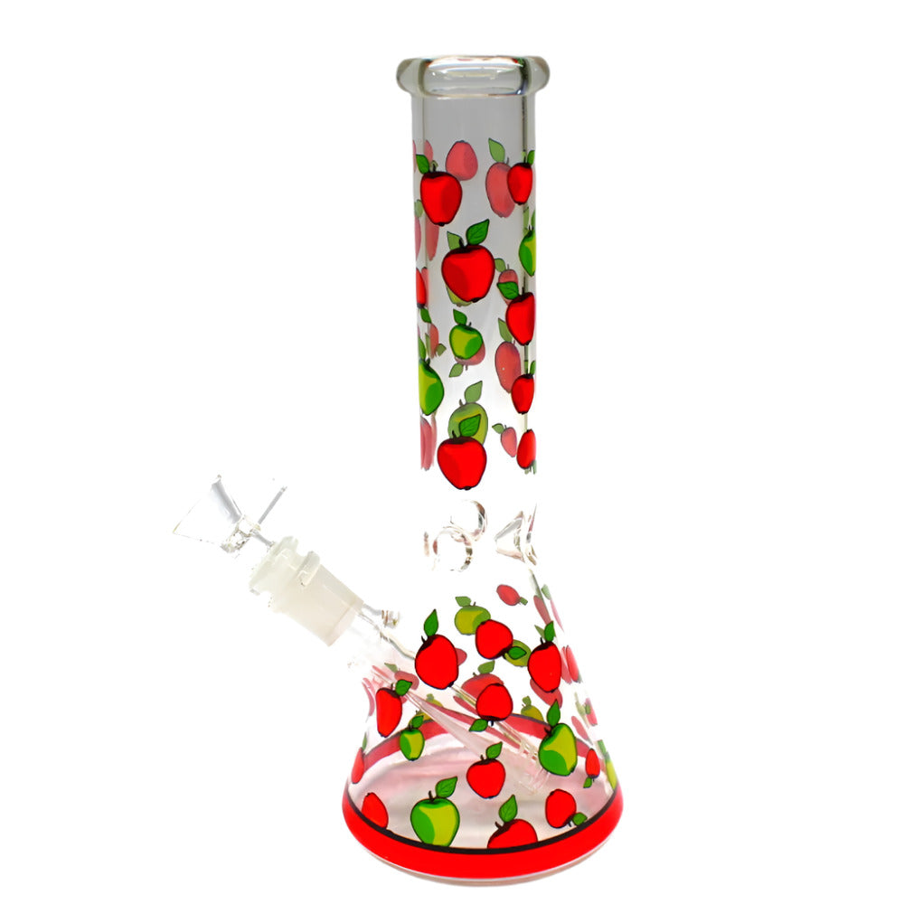 10'' Beaker Decal Art Fruit Design Water Pipe With 14 MM Male Bowl Glass On Glass