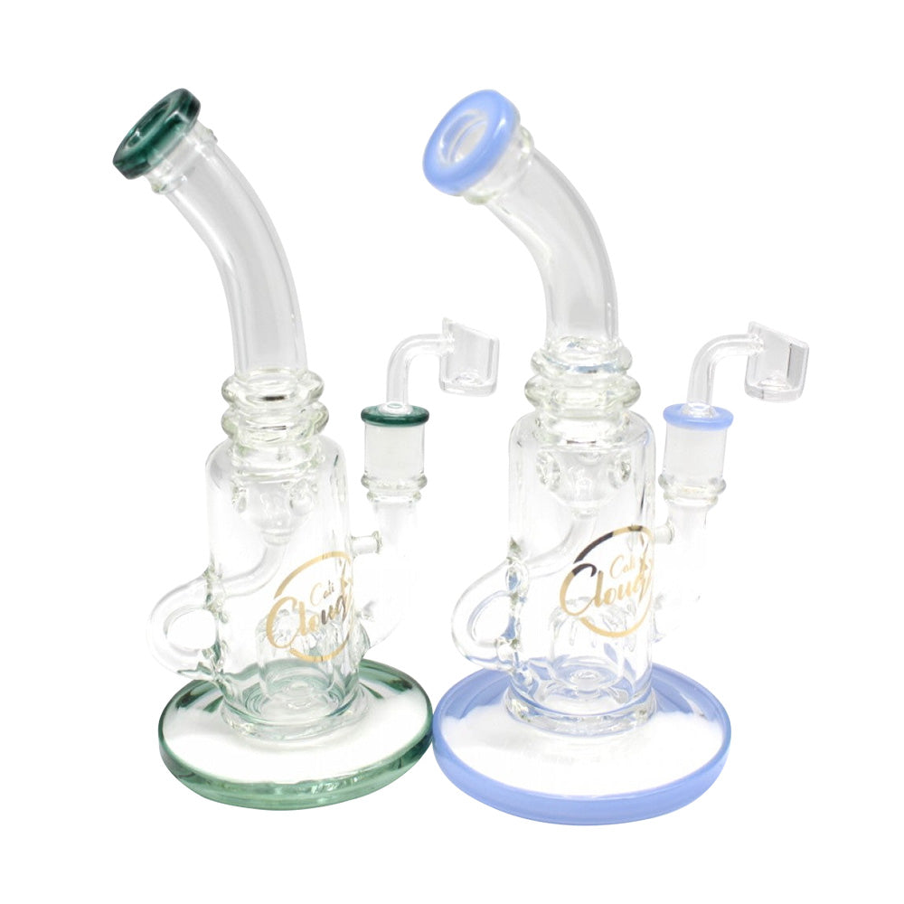 10'' Flat Bottom Handled Design Water Pipe With 14 MM Male Banger BY Cali Cloudx