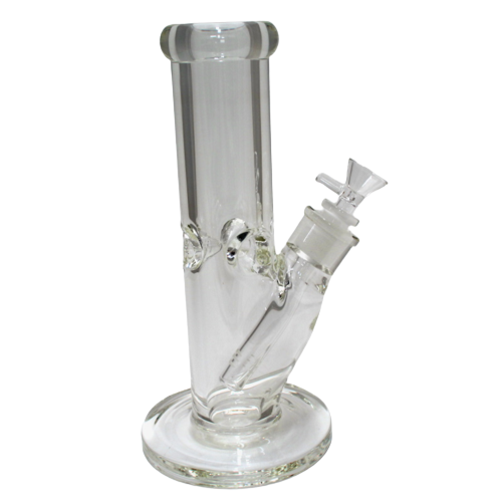 10'' 9 MM Thick Flat Bottom Straight Shooter Water Pipe With Down Stem & 14 MM Male Bowl Glass On Glass