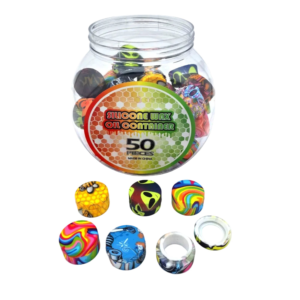 10ml silicone printed color container made from durable non-stick silicone for portable, secure, and easy storage use.