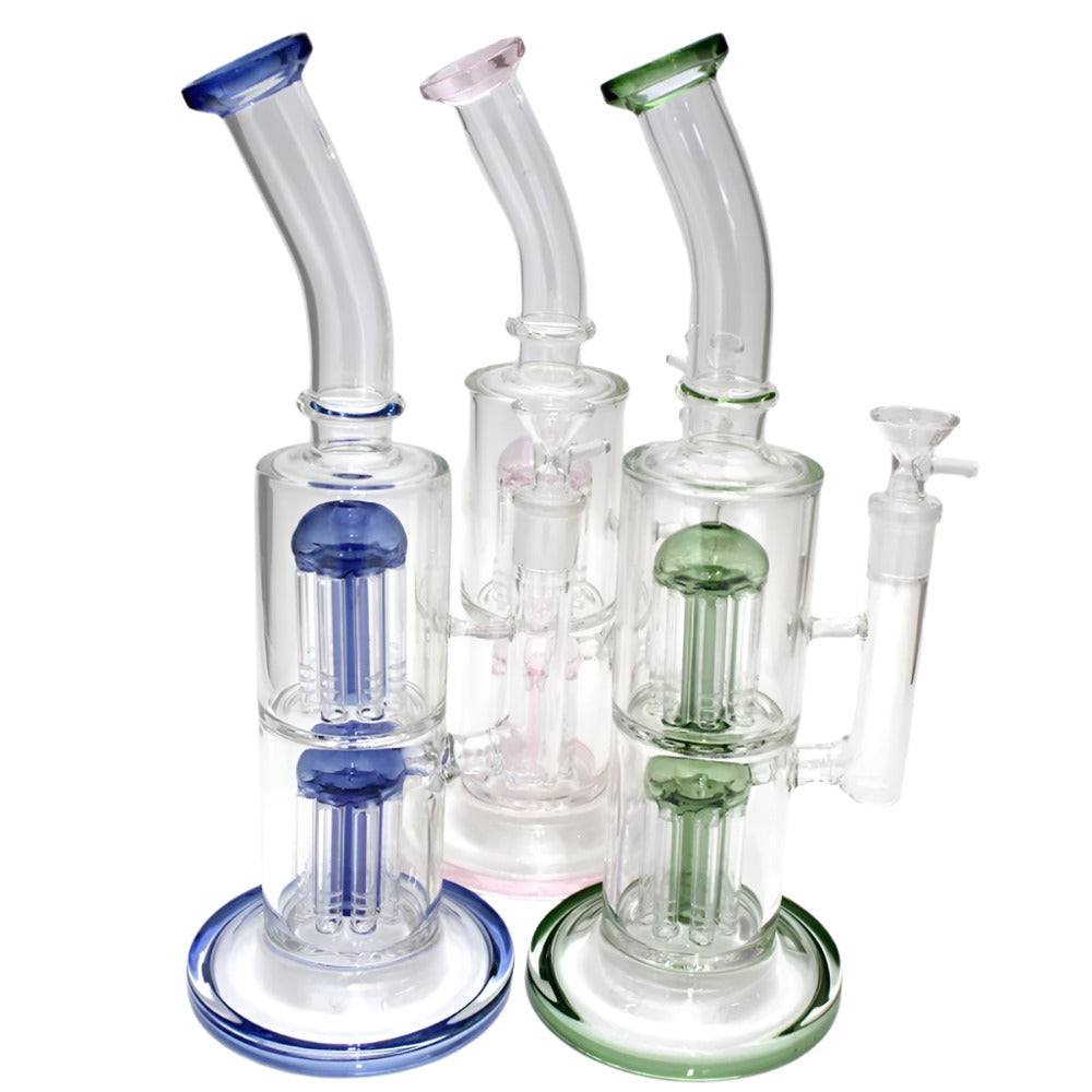12-inch glass water pipe with double tree percolator and glass-on-glass (G-G) joint