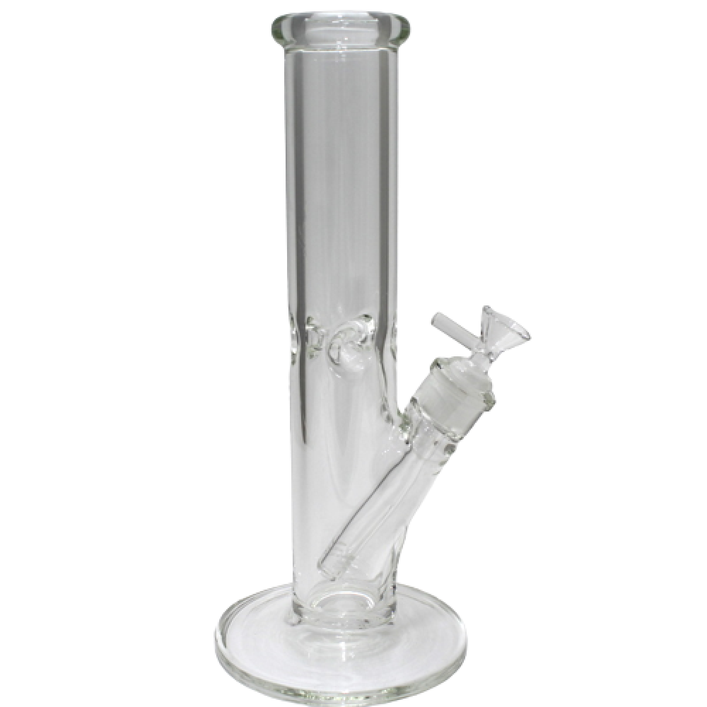 12'' 9 MM Thick Flat Bottom Straight Shooter Water Pipe With Down Stem & 14 MM Male Bowl Glass On Glass