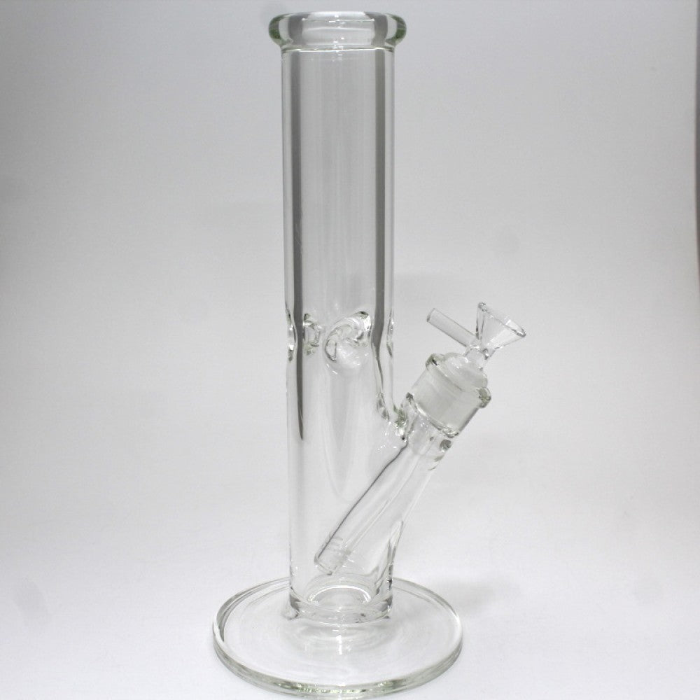 12'' 9 MM Thick Flat Bottom Straight Shooter Water Pipe With Down Stem & 14 MM Male Bowl Glass On Glass