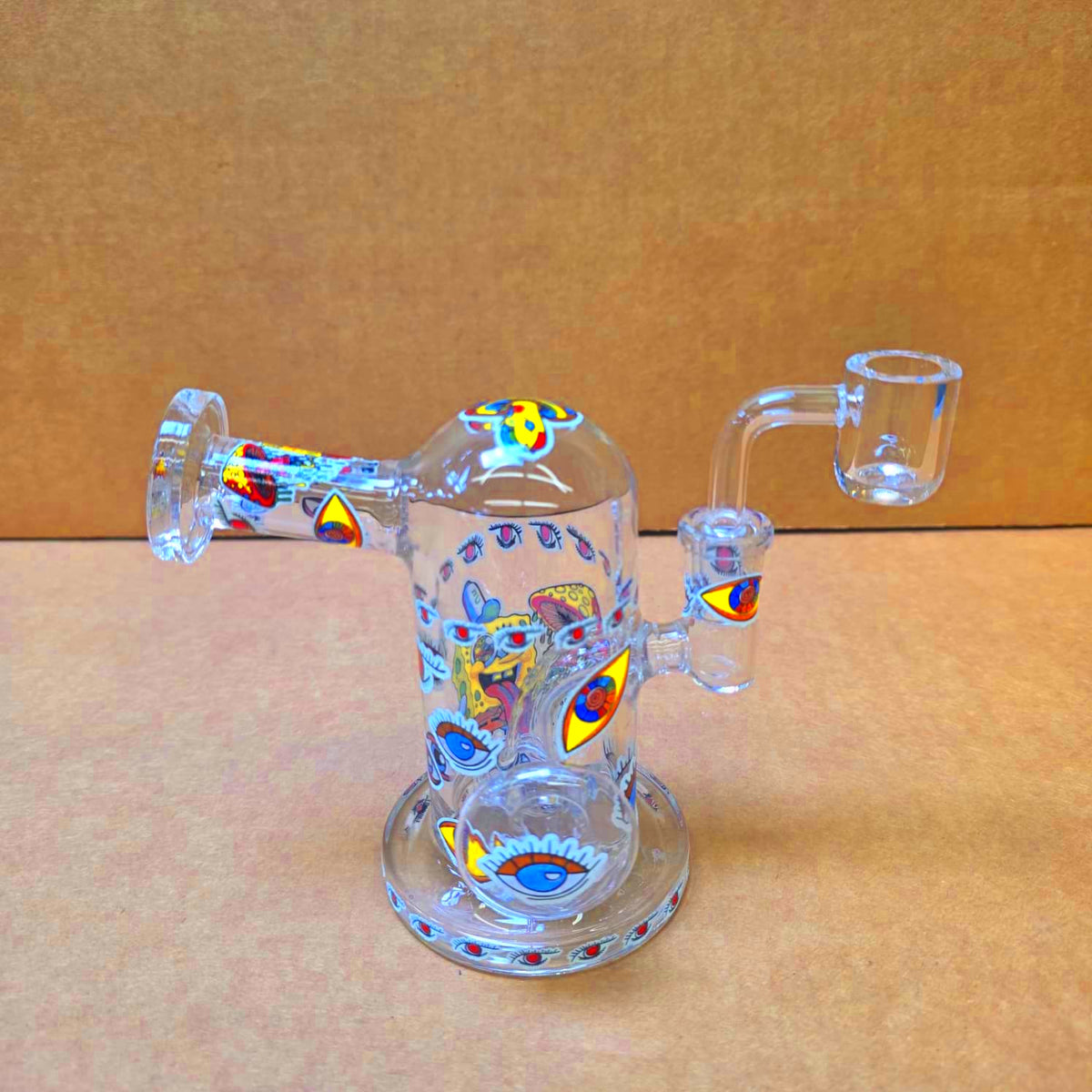6'' Side Arm Decal Design Dab Rig Water Pipe with 14 MM Male Banger