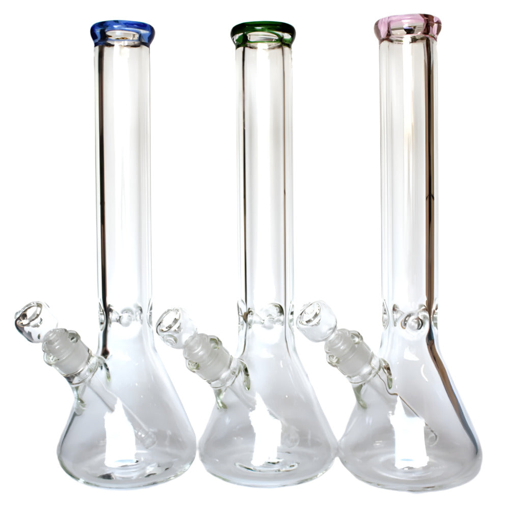 14-inch clear 9mm thick beaker-style glass water pipe with glass-on-glass joint
