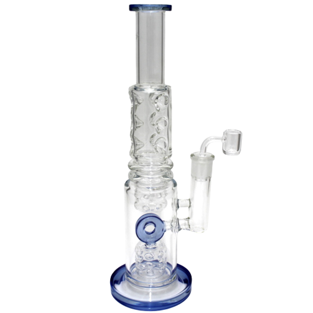 14-inch flat bottom straight glass water pipe with glass-on-glass (G-G) joint