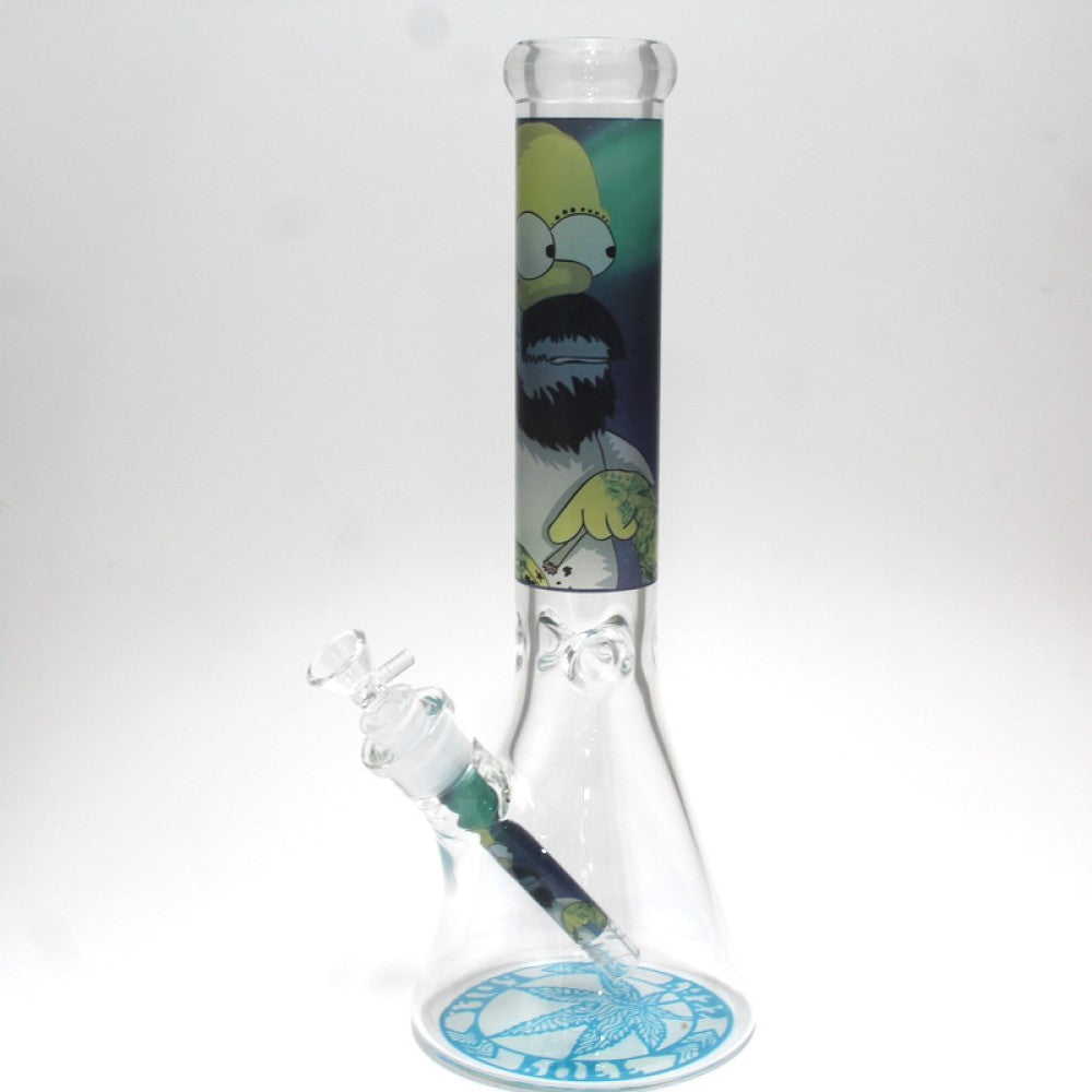 14'' Glow in The Dark Beaker Picture Art Heavy Duty Water Pipe G-G