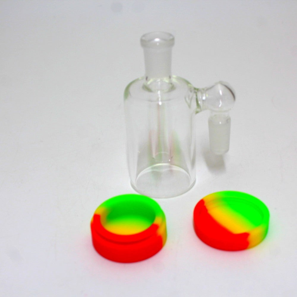 14mm to 14mm ash catcher with silicone storage container strong glass bong accessory for ash filtration and convenience