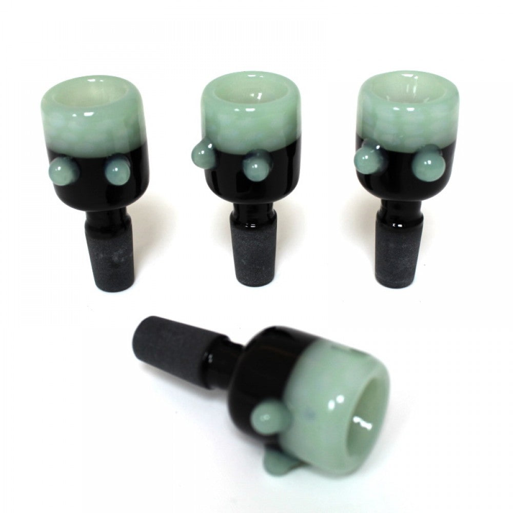USA color 2 dot glass bowl 14MM male made from heavy duty heat resistant glass for smooth airflow and durability.