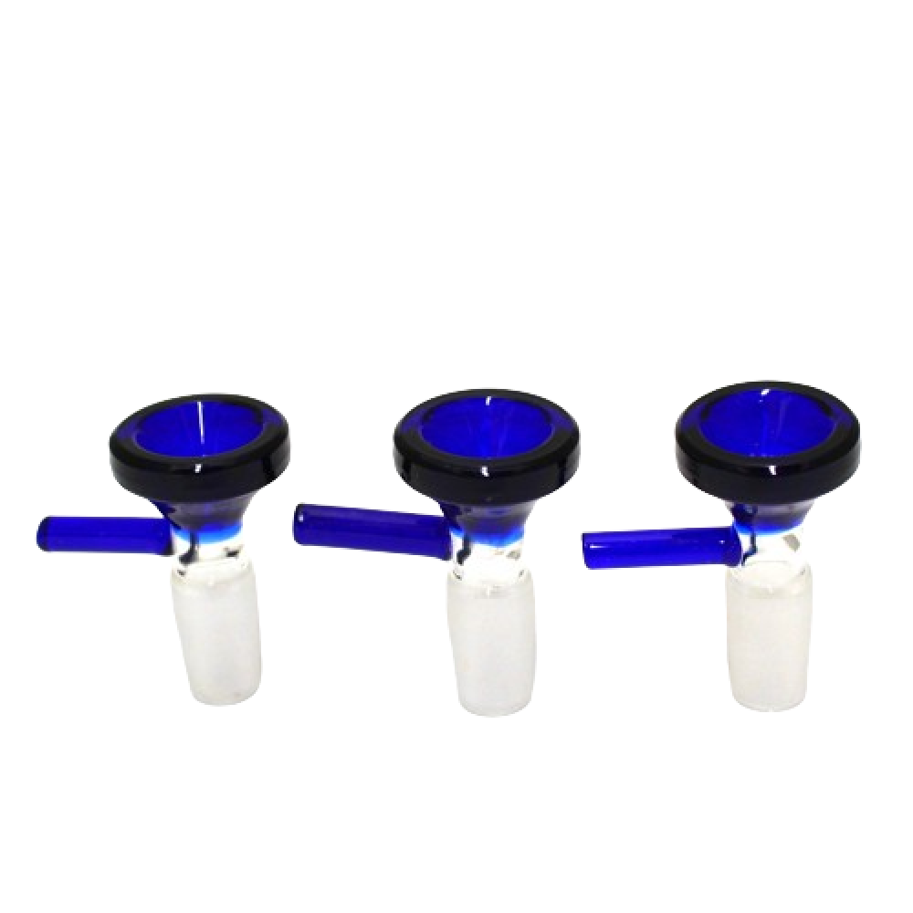 14MM Male Blue Color Tube Handle Glass Bowl durable glass on glass accessory with blue handle design smooth airflow heat resistant and easy cleaning use.