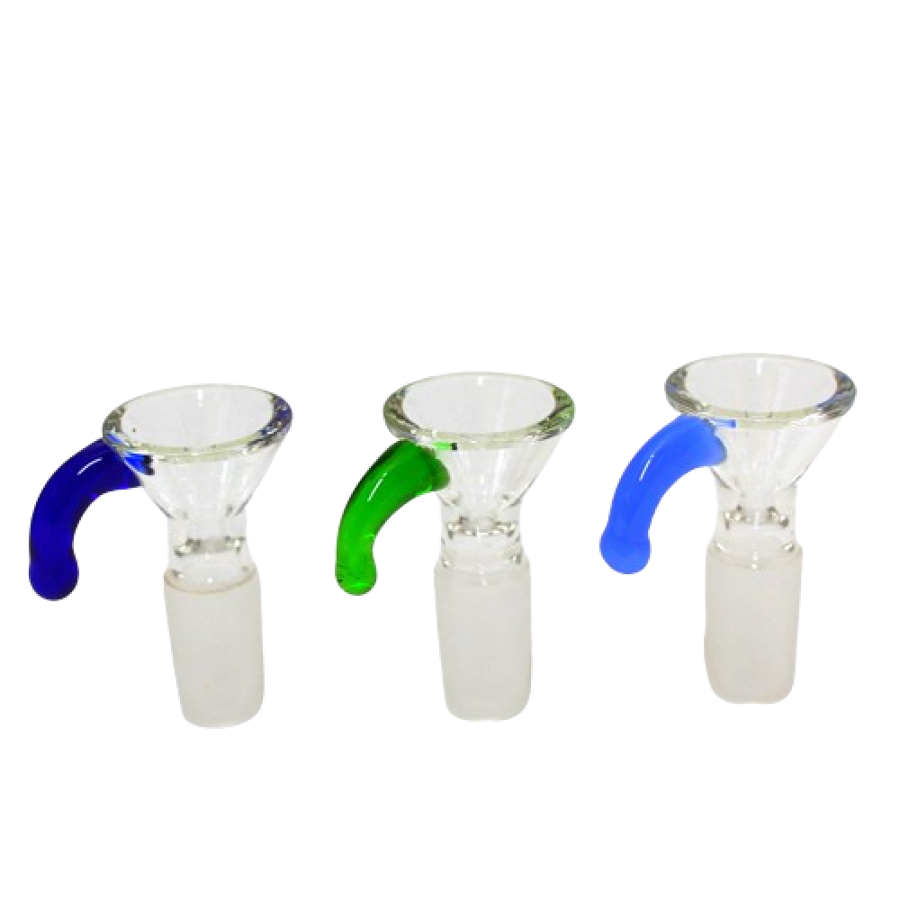 14MM Male Color Tube Handle Glass Bowl durable glass on glass accessory with colorful handle design smooth airflow heat resistant and easy cleaning use.