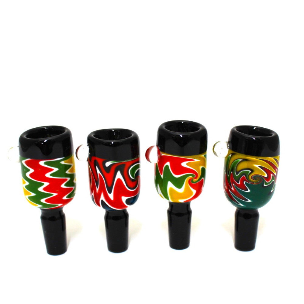 14MM Male Tube Zig Zag Black Color Glass Bowl durable glass on glass accessory with unique zig zag design smooth airflow and easy cleaning use