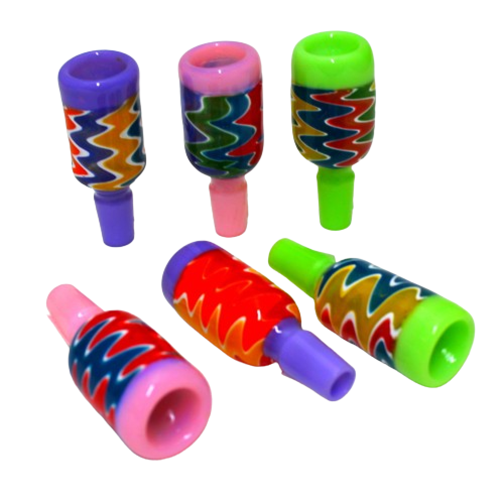 14MM Male Tube Zig Zag Color Glass Bowl durable glass on glass accessory with unique design for water pipes smooth airflow and easy cleaning use