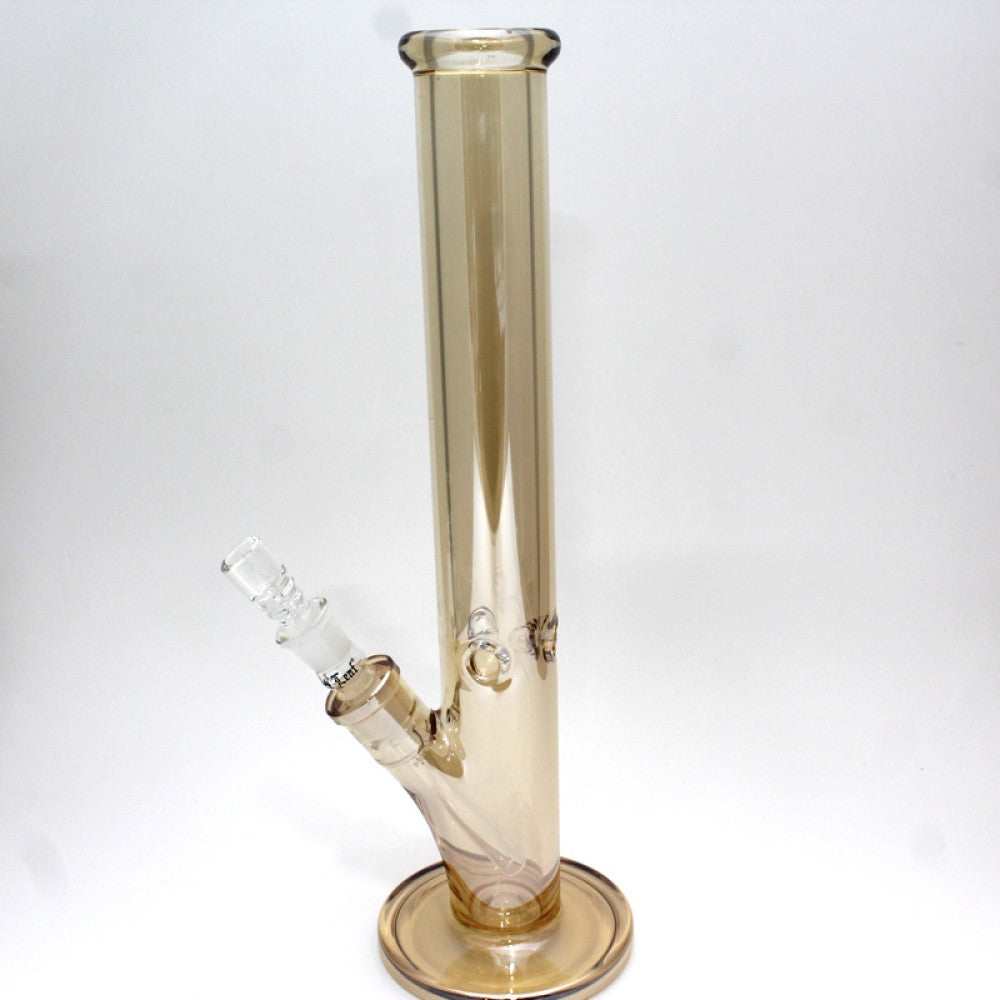 16'' Gold Color Straight Shooter Heavy Water Pipe Glass On Glass