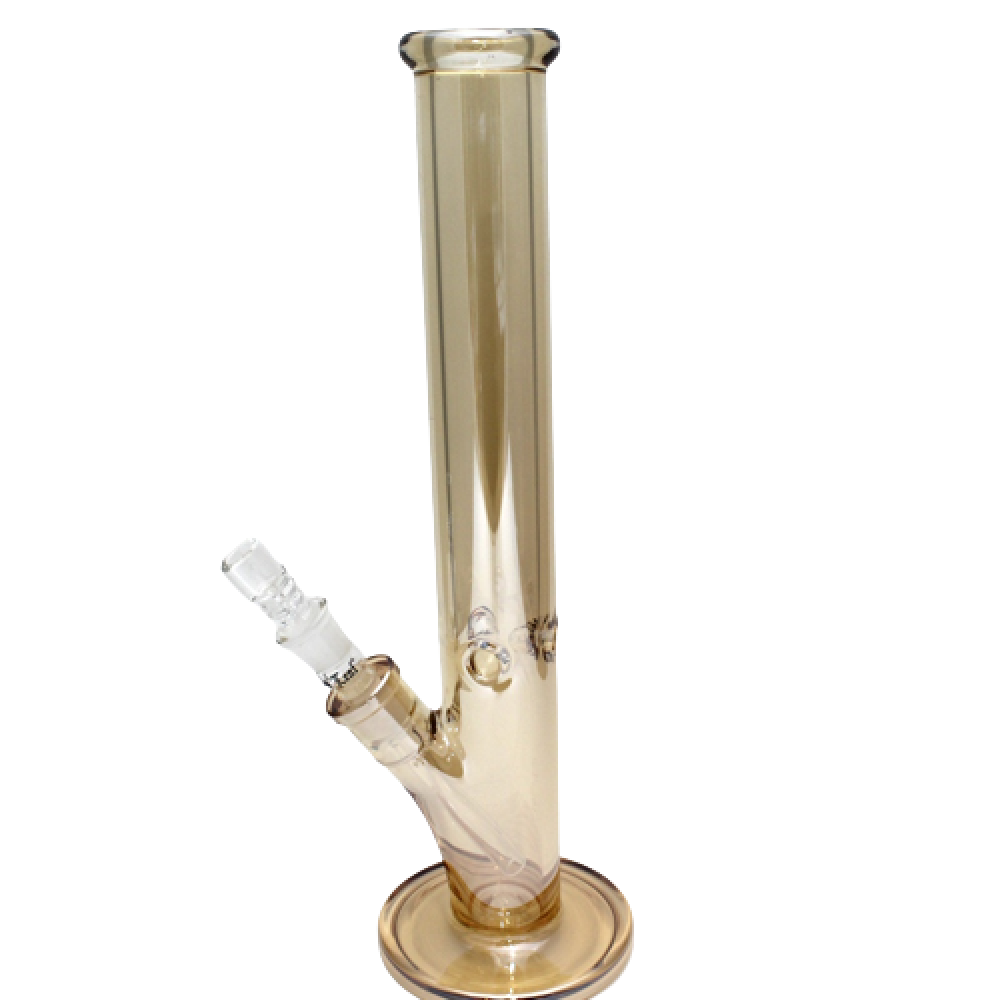 16'' Gold Color Straight Shooter Heavy Water Pipe Glass On Glass