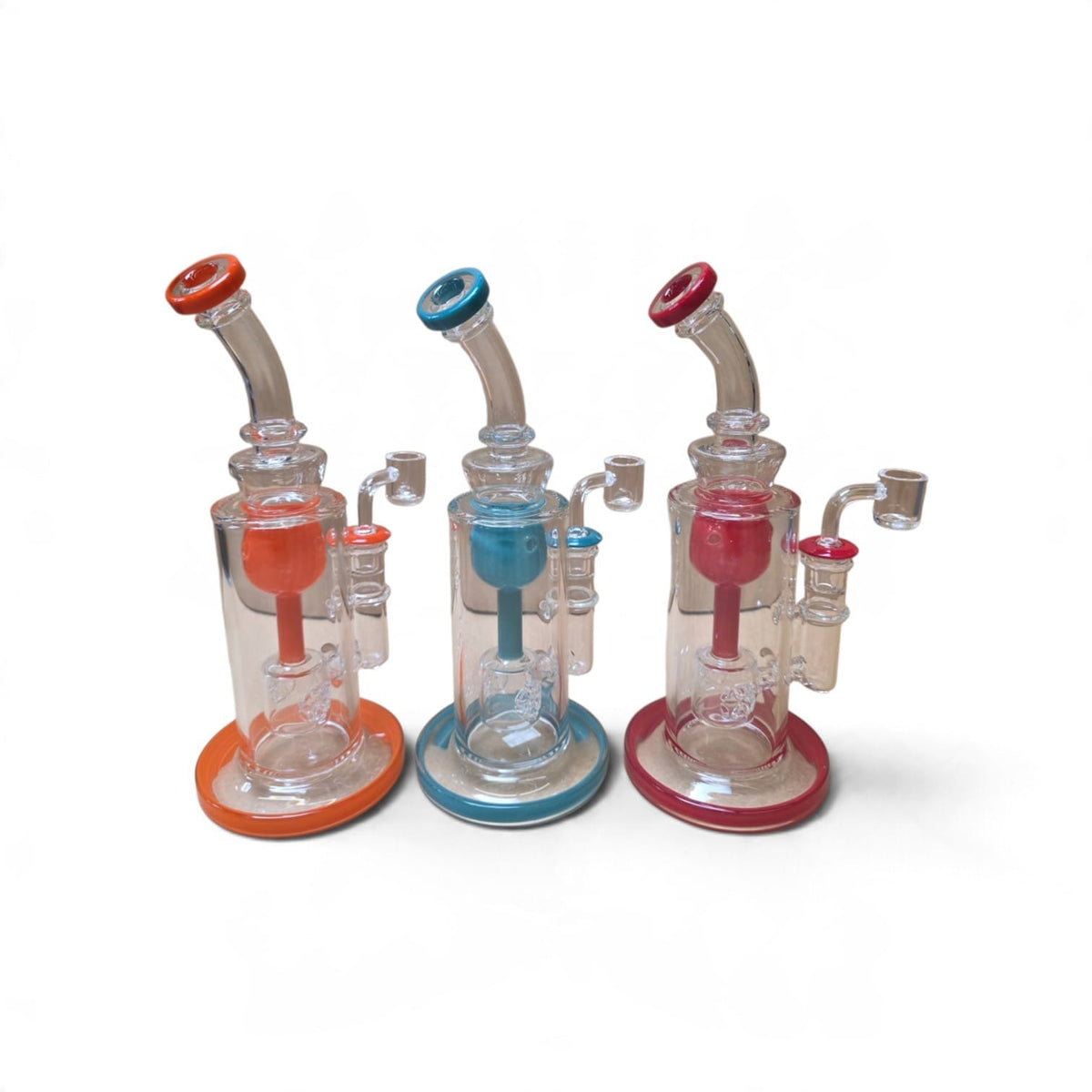 10'' Flat Bottom Tube Color Water Pipe With 14 MM Male Banger