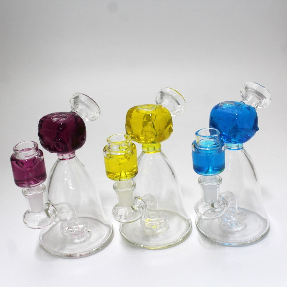 6'' Liquid Filled Character Design Dab Rig Water Pipe With Liquid Filled 14 MM Male Glass On Glass Bowl