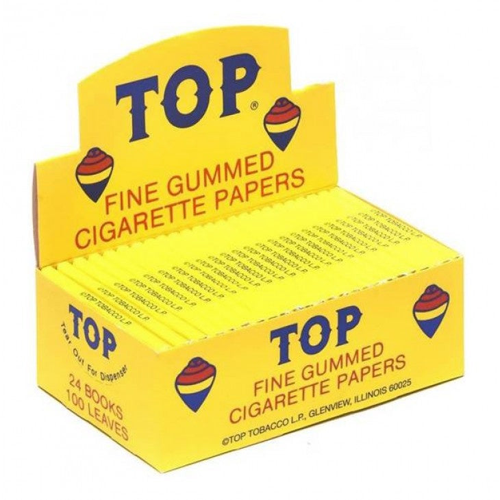 24 count top fine gummed rolling papers pack designed for smooth rolling, clean burn, and reliable adhesion with ultra-thin high-quality paper.