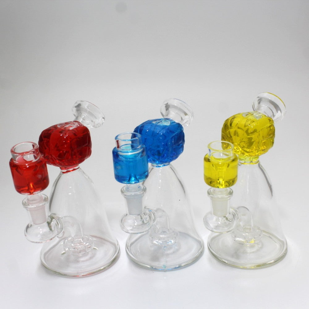 6'' Liquid Filled Character Design Dab Rig Water Pipe With Liquid Filled 14 MM Male Glass On Glass Bowl