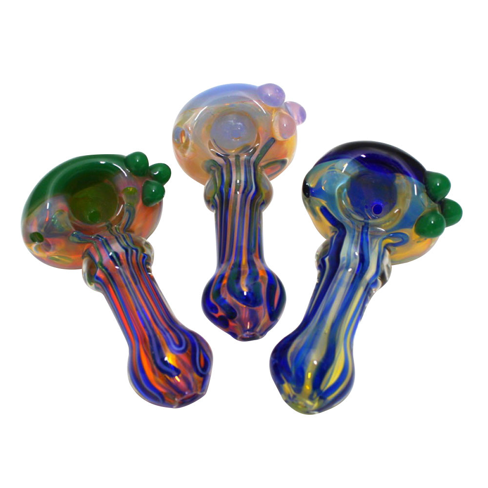 3 Dot Tube Color Heavy Duty Glass Hand Pipe with durable glass construction, colorful tube design, 3-dot accents, and smooth airflow