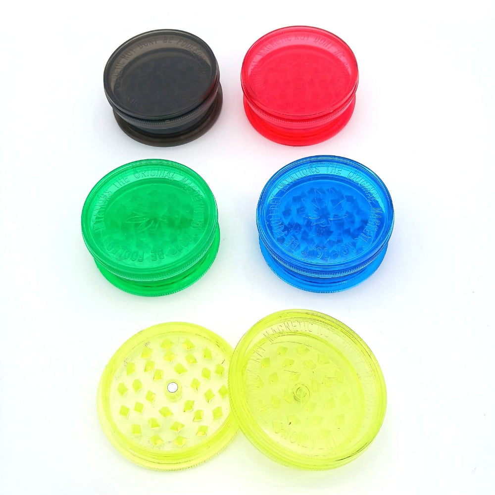 3 part 56mm acrylic herb grinder, lightweight and durable design with sharp teeth for smooth and efficient grinding of herbs.