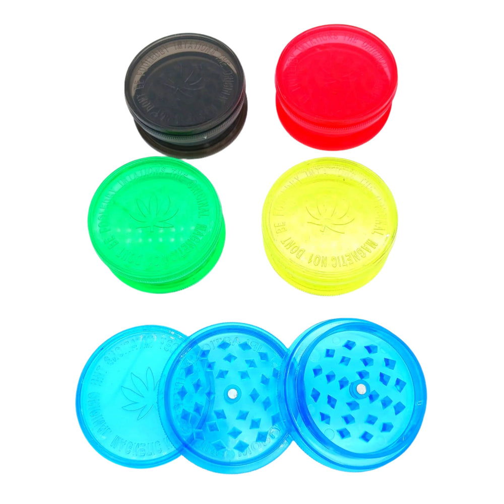 3 part acrylic grinder 56mm size, lightweight and durable design with sharp teeth for smooth and efficient grinding of herbs and materials.