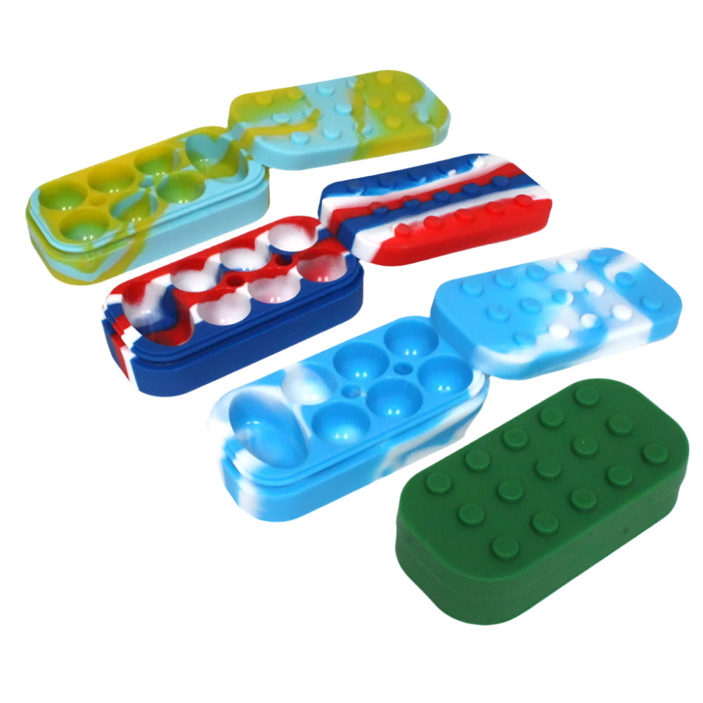 34 ML 7 pocket silicone container made from durable food-grade silicone, compact design with multiple compartments for organized and portable storage.