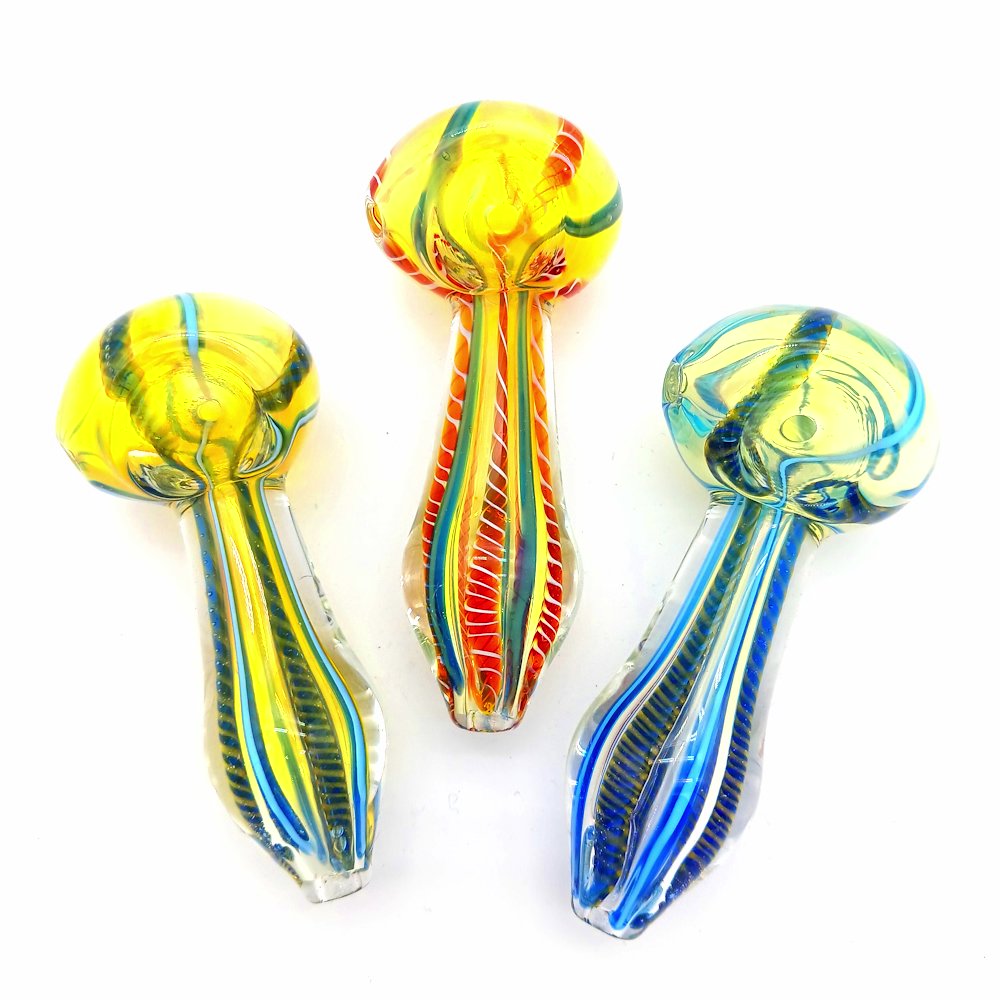 3''Multicolor Liner Design Glass Hand Pipe