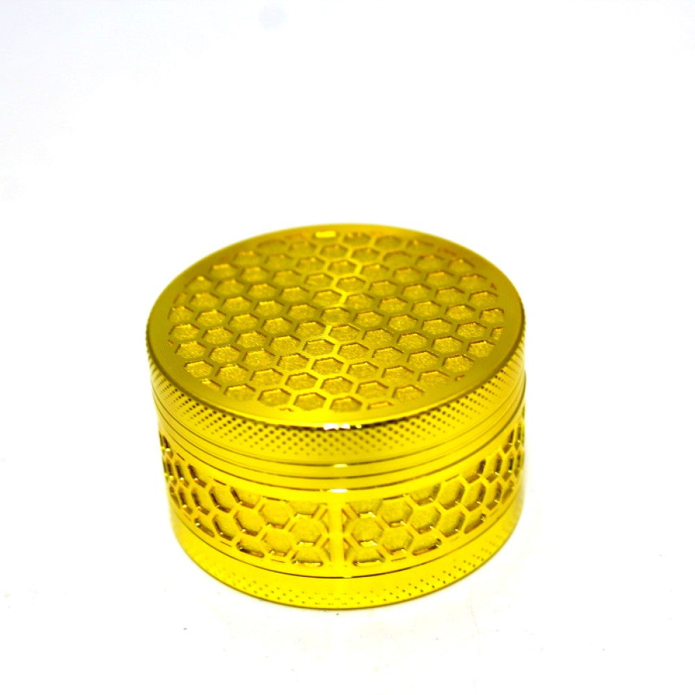 3 Part Unique Gold Color Honeycomb Design Grinder 53 MM